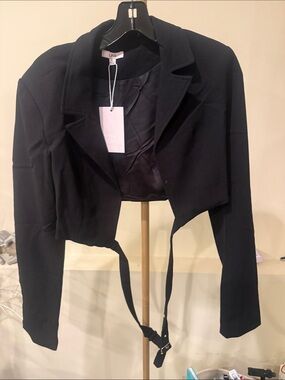 LF Black Cropped Belt-Tie Blazer Jacket sm, med , large